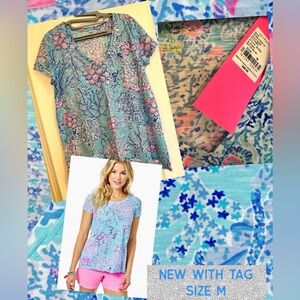 NWT Lilly Pulitzer Etta V-neck Blue Ibiza Now You Sea Me — Medium
